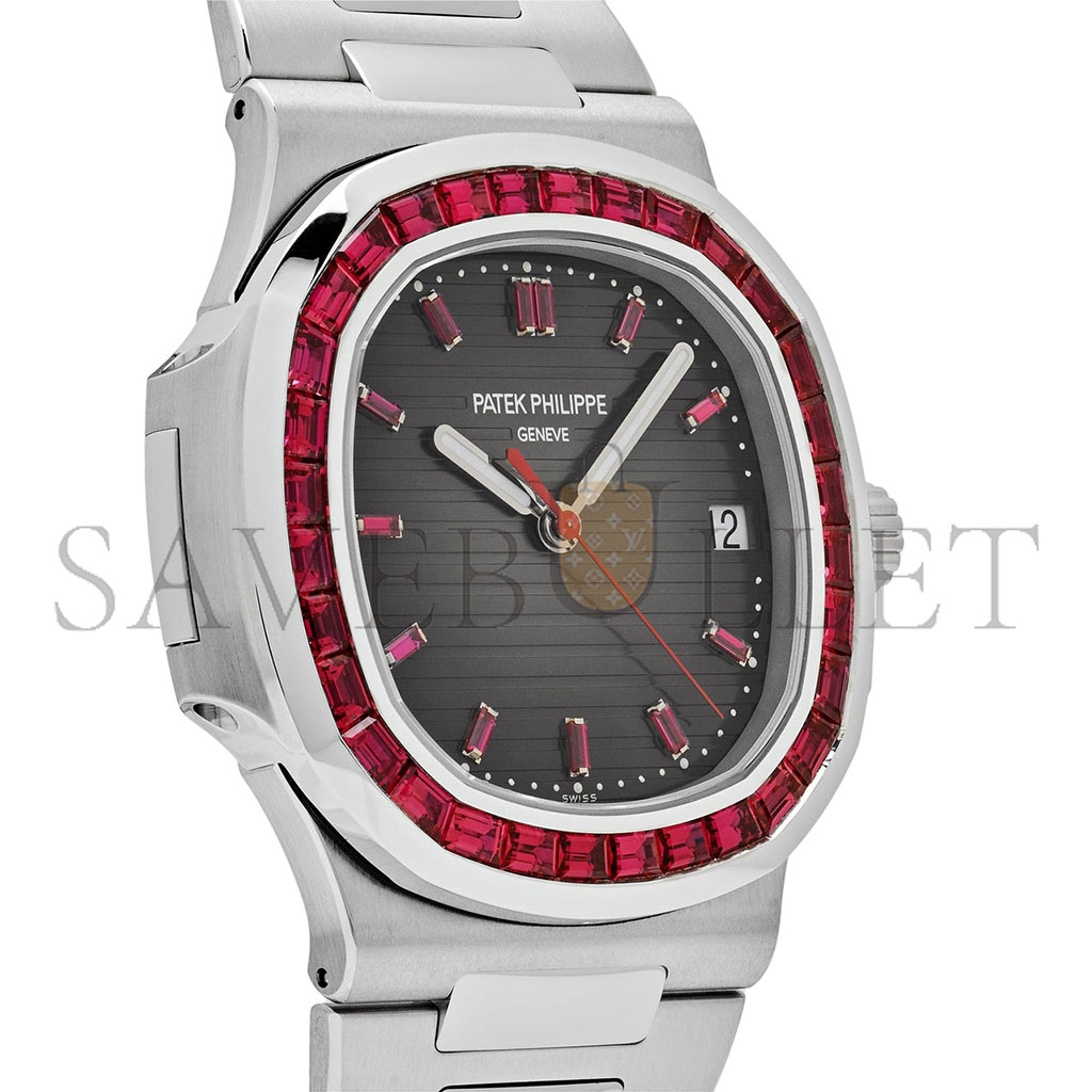PATEK PHILIPPE NAUTILUS PLATINUM GREY DIAL RUBY BEZEL 5711/112P-001 PATEK PHILIPPE NAUTILUS PLATINUM GREY DIAL RUBY BEZEL 5711/112P-001